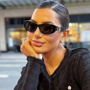 Dior 30MONTAIGNE S9U 10A0 Sunglasses Black Oval Frame, Grey Lenses